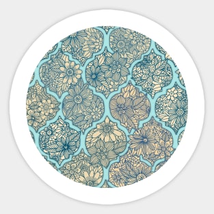 Moroccan Floral Lattice Arrangement - aqua / teal Sticker